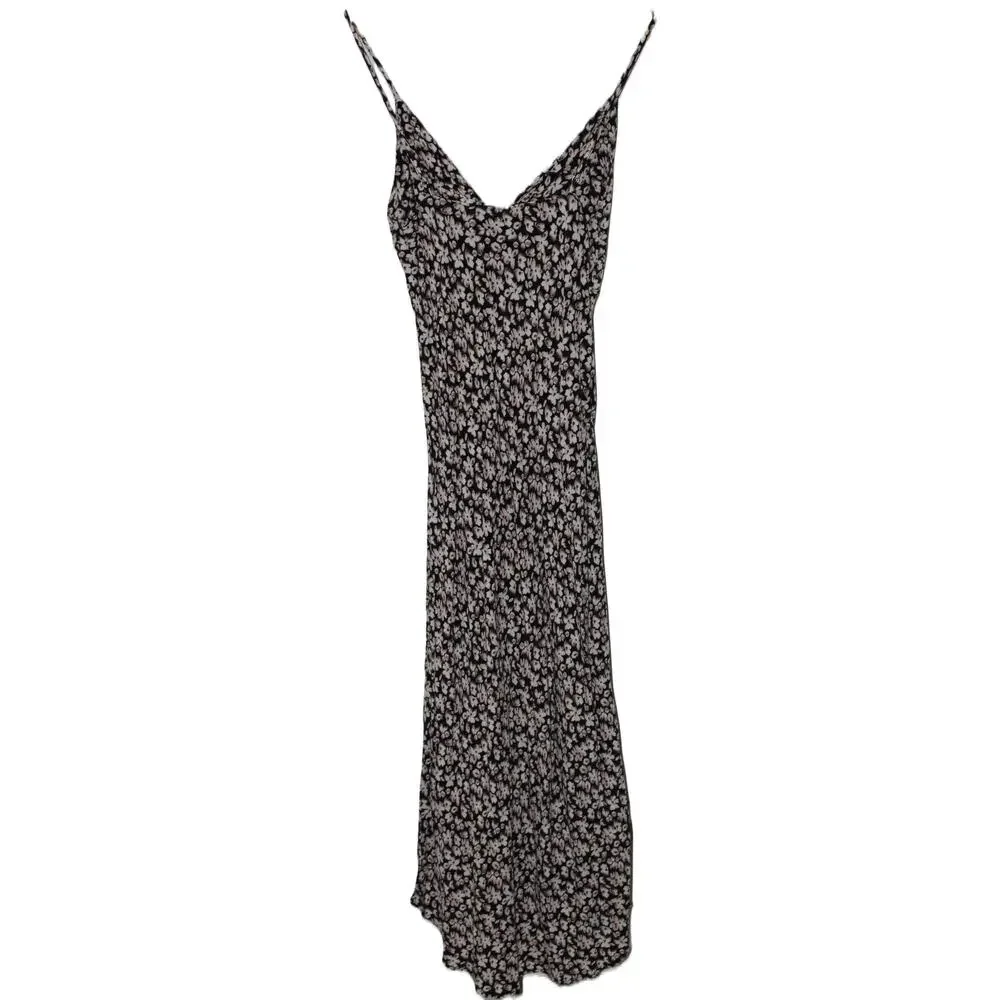 Womens Abercrombie & Fitch Black Spaghetti Straps Floral Maxi Dress Size Medium